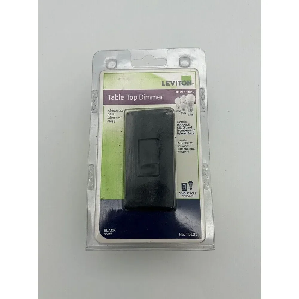 Leviton TBL03 Universal Tabletop Slide Control Lamp Dimmer,‎ Black  New Open Box